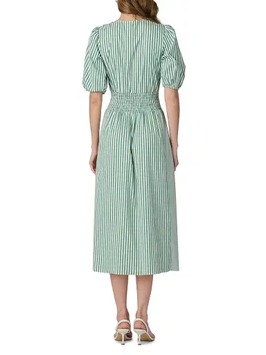 Shoshanna Women's Margaret Striped Cotton A-Line Midi-Dress - Pistachio | Thumbnail 3 Shoshanna Women's Margaret Striped Cotton A-Line Midi-Dress - Pistachio | Thumbnail 3