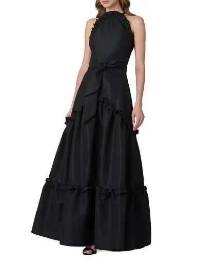 Shoshanna Women's Lucille Ruffled Belted Maxi Dress - Jet | Thumbnail 2 Shoshanna Women's Lucille Ruffled Belted Maxi Dress - Jet | Thumbnail 2