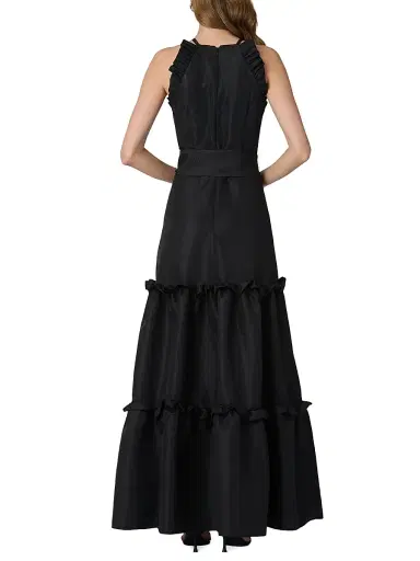 Shoshanna Women's Lucille Ruffled Belted Maxi Dress - Jet | Thumbnail 3 Shoshanna Women's Lucille Ruffled Belted Maxi Dress - Jet | Thumbnail 3