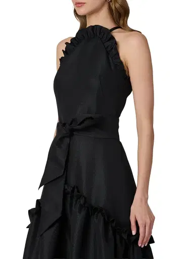 Shoshanna Women's Lucille Ruffled Belted Maxi Dress - Jet | Thumbnail 4 Shoshanna Women's Lucille Ruffled Belted Maxi Dress - Jet | Thumbnail 4