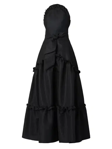 Shoshanna Women's Lucille Ruffled Belted Maxi Dress - Jet | Thumbnail 1 Shoshanna Women's Lucille Ruffled Belted Maxi Dress - Jet | Thumbnail 1