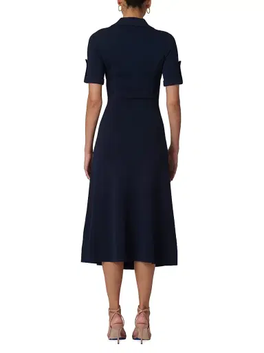 Shoshanna Women's Saylor Compact Knit Midi-Dress - Navy | Thumbnail 3 Shoshanna Women's Saylor Compact Knit Midi-Dress - Navy | Thumbnail 3