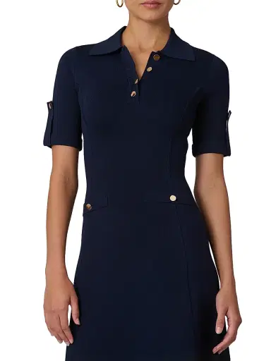 Shoshanna Women's Saylor Compact Knit Midi-Dress - Navy | Thumbnail 4 Shoshanna Women's Saylor Compact Knit Midi-Dress - Navy | Thumbnail 4