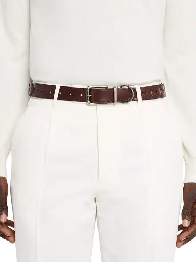Polo Ralph Lauren Men's Woven Leather D-Ring Belt - Brown | Thumbnail 2 Polo Ralph Lauren Men's Woven Leather D-Ring Belt - Brown | Thumbnail 2