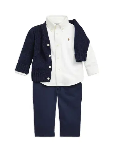 Polo Ralph Lauren Baby's Combed Cotton V-Neck Cardigan - Refined Navy 24 Months | Thumbnail 2 Polo Ralph Lauren Baby's Combed Cotton V-Neck Cardigan - Refined Navy 24 Months | Thumbnail 2
