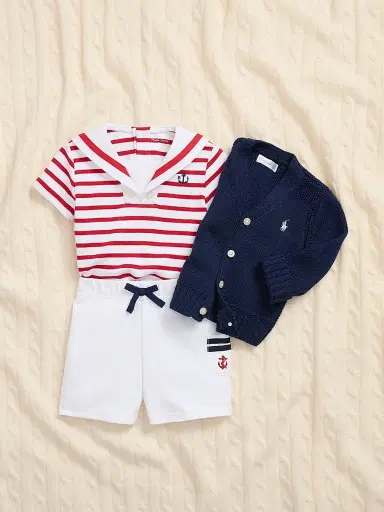 Polo Ralph Lauren Baby's Combed Cotton V-Neck Cardigan - Refined Navy 24 Months | Thumbnail 4 Polo Ralph Lauren Baby's Combed Cotton V-Neck Cardigan - Refined Navy 24 Months | Thumbnail 4
