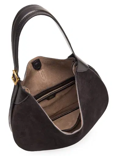 Polo Ralph Lauren Women's Polo ID Suede Shoulder Bag - Black | Thumbnail 4 Polo Ralph Lauren Women's Polo ID Suede Shoulder Bag - Black | Thumbnail 4