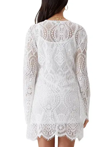Melissa Odabash Women's Elizabeth Lace Tunic Minidress - White | Thumbnail 3 Melissa Odabash Women's Elizabeth Lace Tunic Minidress - White | Thumbnail 3