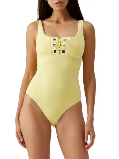Melissa Odabash Women's London Lace-Up One-Piece Swimsuit - Yellow - Size 12 | Thumbnail 2 Melissa Odabash Women's London Lace-Up One-Piece Swimsuit - Yellow - Size 12 | Thumbnail 2