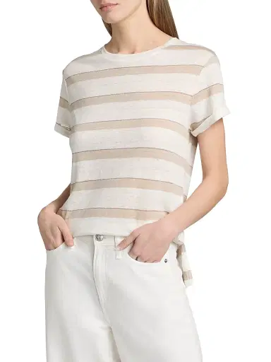 Kobi Halperin Women's Kendall Metallic Striped Linen T-Shirt | Thumbnail 3 Kobi Halperin Women's Kendall Metallic Striped Linen T-Shirt | Thumbnail 3