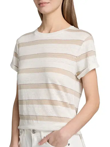 Kobi Halperin Women's Kendall Metallic Striped Linen T-Shirt | Thumbnail 6 Kobi Halperin Women's Kendall Metallic Striped Linen T-Shirt | Thumbnail 6