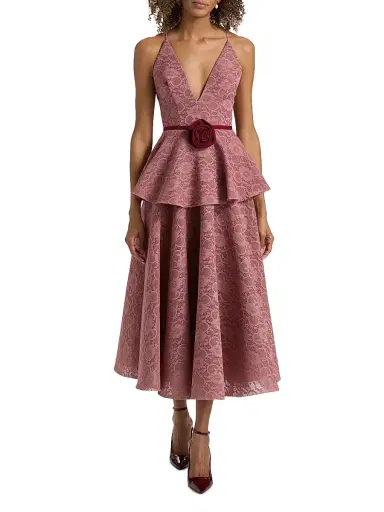 Black Halo Women's Almira Bonded Lace Peplum Cocktail Dress - Desert Rose | Thumbnail 2 Black Halo Women's Almira Bonded Lace Peplum Cocktail Dress - Desert Rose | Thumbnail 2