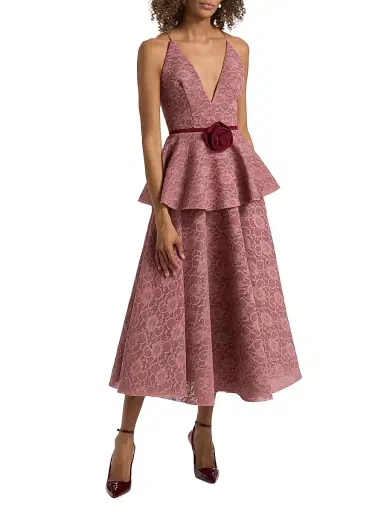 Black Halo Women's Almira Bonded Lace Peplum Cocktail Dress - Desert Rose | Thumbnail 3 Black Halo Women's Almira Bonded Lace Peplum Cocktail Dress - Desert Rose | Thumbnail 3