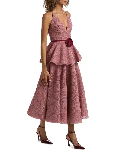 Black Halo Women's Almira Bonded Lace Peplum Cocktail Dress - Desert Rose | Thumbnail 4 Black Halo Women's Almira Bonded Lace Peplum Cocktail Dress - Desert Rose | Thumbnail 4