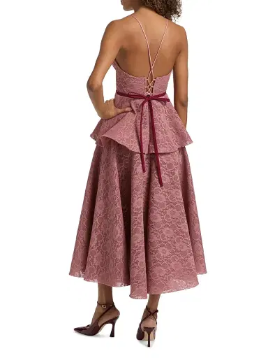 Black Halo Women's Almira Bonded Lace Peplum Cocktail Dress - Desert Rose | Thumbnail 5 Black Halo Women's Almira Bonded Lace Peplum Cocktail Dress - Desert Rose | Thumbnail 5