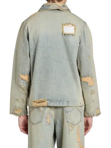 KENZO Men's Distressed Denim Shawl Chore Jacket | Thumbnail 5 KENZO Men's Distressed Denim Shawl Chore Jacket | Thumbnail 5