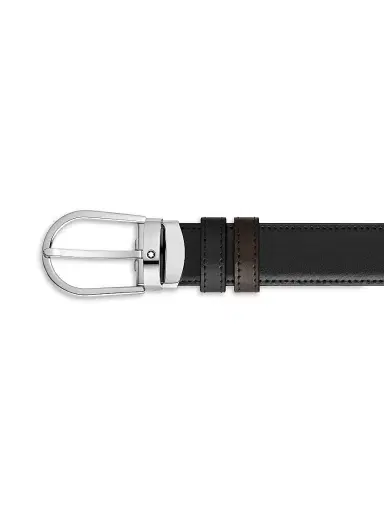 Montblanc Men's Horseshoe Reversible Leather Belt - Black | Thumbnail 2 Montblanc Men's Horseshoe Reversible Leather Belt - Black | Thumbnail 2