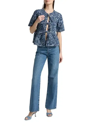 Ganni Women's Tapestry Denim Peplum Blouse | Thumbnail 2 Ganni Women's Tapestry Denim Peplum Blouse | Thumbnail 2