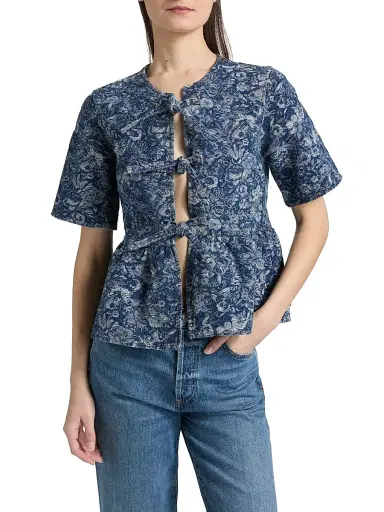 Ganni Women's Tapestry Denim Peplum Blouse | Thumbnail 3 Ganni Women's Tapestry Denim Peplum Blouse | Thumbnail 3