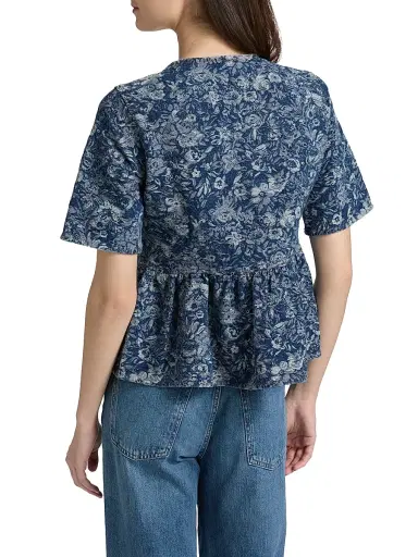 Ganni Women's Tapestry Denim Peplum Blouse | Thumbnail 5 Ganni Women's Tapestry Denim Peplum Blouse | Thumbnail 5