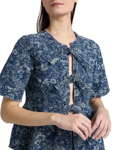 Ganni Women's Tapestry Denim Peplum Blouse | Thumbnail 6 Ganni Women's Tapestry Denim Peplum Blouse | Thumbnail 6