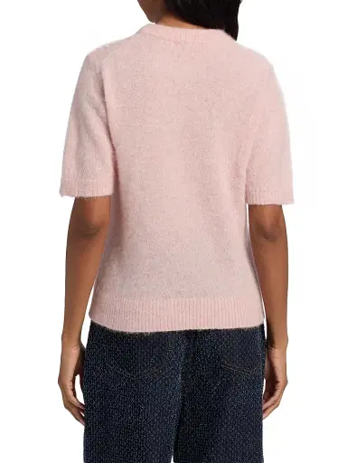 Ganni Women's Brushed Alpaca Graphic T-Shirt - Chalk Pink | Thumbnail 5 Ganni Women's Brushed Alpaca Graphic T-Shirt - Chalk Pink | Thumbnail 5