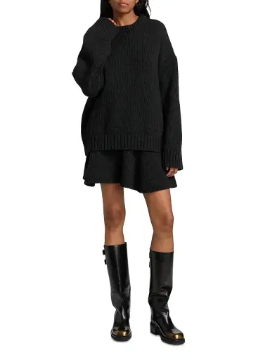 Ganni Women's Chunky Wool-Blend Sweater - Phantom | Thumbnail 2 Ganni Women's Chunky Wool-Blend Sweater - Phantom | Thumbnail 2