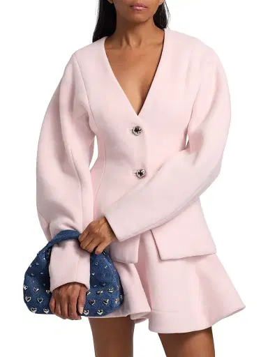 Ganni Women's Peacoat Wool Fitted Blazer - Ballerina | Thumbnail 3 Ganni Women's Peacoat Wool Fitted Blazer - Ballerina | Thumbnail 3