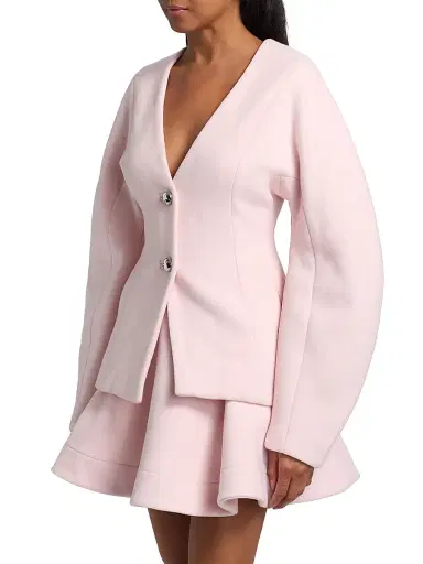 Ganni Women's Peacoat Wool Fitted Blazer - Ballerina | Thumbnail 4 Ganni Women's Peacoat Wool Fitted Blazer - Ballerina | Thumbnail 4