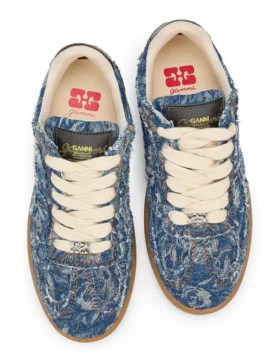 Ganni Women's Tapestry Denim Low-Top Sneakers - Mid Blue Vintage | Thumbnail 4 Ganni Women's Tapestry Denim Low-Top Sneakers - Mid Blue Vintage | Thumbnail 4