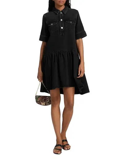 Ganni Women's Denim Mini-Shirtdress - Black Washed | Thumbnail 2 Ganni Women's Denim Mini-Shirtdress - Black Washed | Thumbnail 2