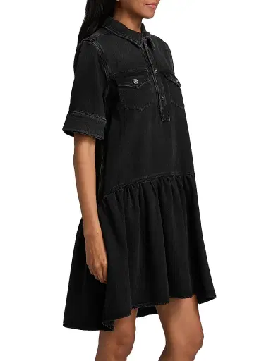 Ganni Women's Denim Mini-Shirtdress - Black Washed | Thumbnail 4 Ganni Women's Denim Mini-Shirtdress - Black Washed | Thumbnail 4