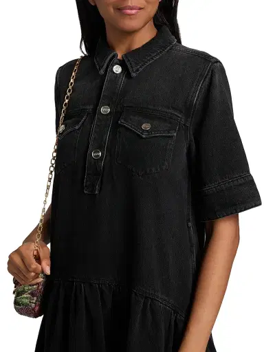 Ganni Women's Denim Mini-Shirtdress - Black Washed | Thumbnail 6 Ganni Women's Denim Mini-Shirtdress - Black Washed | Thumbnail 6