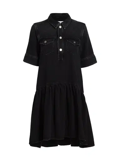 Ganni Women's Denim Mini-Shirtdress - Black Washed | Thumbnail 1 Ganni Women's Denim Mini-Shirtdress - Black Washed | Thumbnail 1