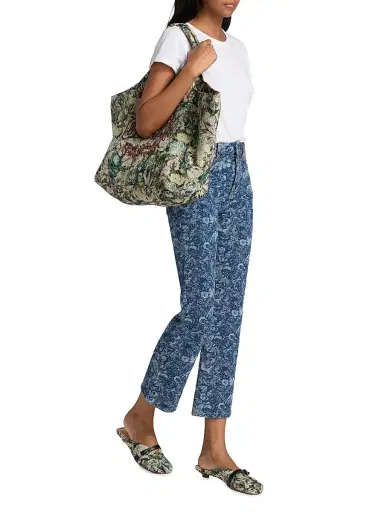 Ganni Women's Betzy Tapestry Floral Crop Jeans - Mid Blue Stone | Thumbnail 2 Ganni Women's Betzy Tapestry Floral Crop Jeans - Mid Blue Stone | Thumbnail 2