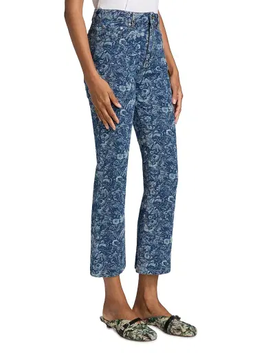 Ganni Women's Betzy Tapestry Floral Crop Jeans - Mid Blue Stone | Thumbnail 4 Ganni Women's Betzy Tapestry Floral Crop Jeans - Mid Blue Stone | Thumbnail 4