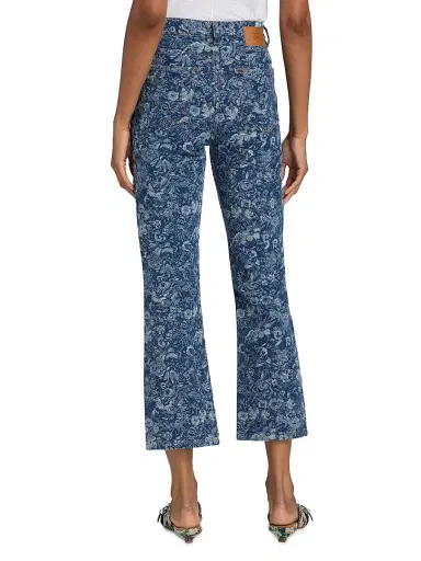 Ganni Women's Betzy Tapestry Floral Crop Jeans - Mid Blue Stone | Thumbnail 5 Ganni Women's Betzy Tapestry Floral Crop Jeans - Mid Blue Stone | Thumbnail 5