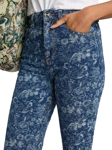 Ganni Women's Betzy Tapestry Floral Crop Jeans - Mid Blue Stone | Thumbnail 6 Ganni Women's Betzy Tapestry Floral Crop Jeans - Mid Blue Stone | Thumbnail 6