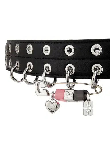 Ganni Women's Double Eyelet Leather Belt - Black | Thumbnail 3 Ganni Women's Double Eyelet Leather Belt - Black | Thumbnail 3