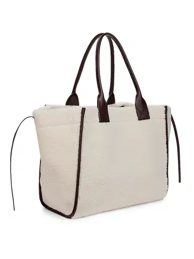 Ganni Women's Faux-Shearling Shopper Tote Bag - Egret | Thumbnail 3 Ganni Women's Faux-Shearling Shopper Tote Bag - Egret | Thumbnail 3