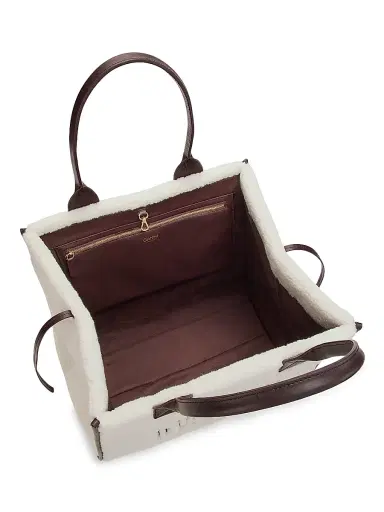 Ganni Women's Faux-Shearling Shopper Tote Bag - Egret | Thumbnail 4 Ganni Women's Faux-Shearling Shopper Tote Bag - Egret | Thumbnail 4