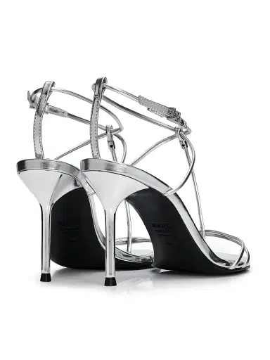 Schutz Women's Jules 90MM Leather Sandals - Prata | Thumbnail 3 Schutz Women's Jules 90MM Leather Sandals - Prata | Thumbnail 3