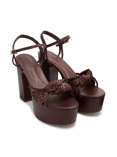 Schutz Women's Kalina 100MM Leather Platform Sandals - Root Brown | Thumbnail 2 Schutz Women's Kalina 100MM Leather Platform Sandals - Root Brown | Thumbnail 2