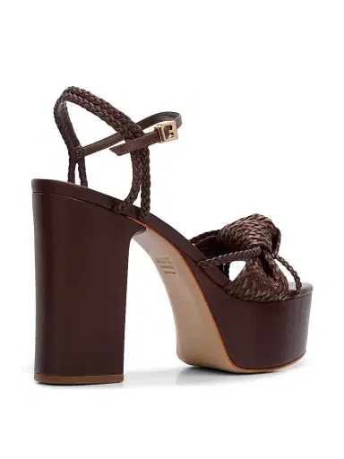 Schutz Women's Kalina 100MM Leather Platform Sandals - Root Brown | Thumbnail 3 Schutz Women's Kalina 100MM Leather Platform Sandals - Root Brown | Thumbnail 3