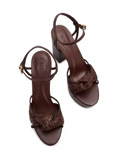 Schutz Women's Kalina 100MM Leather Platform Sandals - Root Brown | Thumbnail 4 Schutz Women's Kalina 100MM Leather Platform Sandals - Root Brown | Thumbnail 4