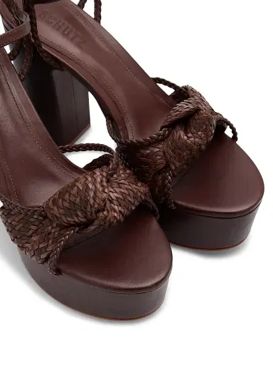 Schutz Women's Kalina 100MM Leather Platform Sandals - Root Brown | Thumbnail 6 Schutz Women's Kalina 100MM Leather Platform Sandals - Root Brown | Thumbnail 6