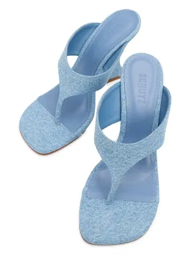 Schutz Women's Maya 90MM Denim Sandals - Light Denim - Size 9.5 | Thumbnail 4 Schutz Women's Maya 90MM Denim Sandals - Light Denim - Size 9.5 | Thumbnail 4