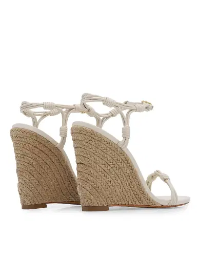 Schutz Women's Nara 100MM Leather Wedge Sandals - Sugar White | Thumbnail 3 Schutz Women's Nara 100MM Leather Wedge Sandals - Sugar White | Thumbnail 3
