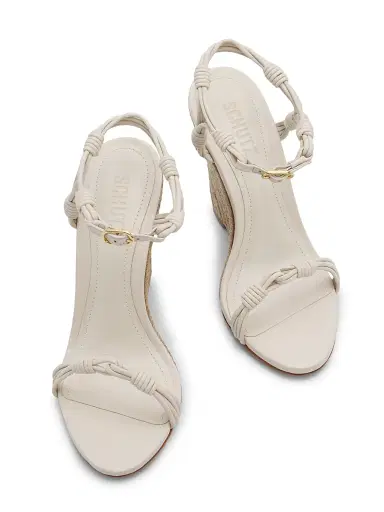 Schutz Women's Nara 100MM Leather Wedge Sandals - Sugar White | Thumbnail 4 Schutz Women's Nara 100MM Leather Wedge Sandals - Sugar White | Thumbnail 4