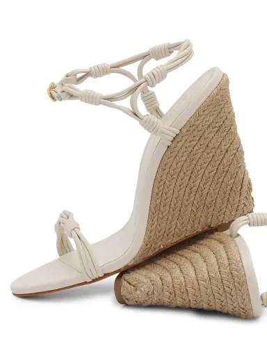 Schutz Women's Nara 100MM Leather Wedge Sandals - Sugar White | Thumbnail 6 Schutz Women's Nara 100MM Leather Wedge Sandals - Sugar White | Thumbnail 6